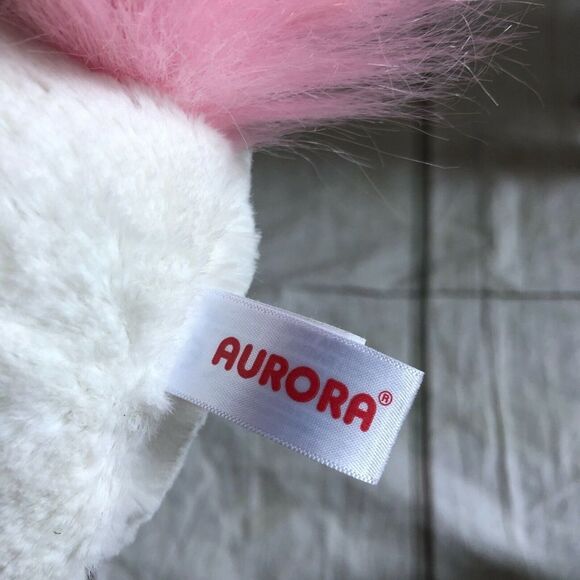 Aurora White Unicorn Heart Magical Plush Pink Mane Tail Horn Stuffed Animal 11" - Picture 2 of 7
